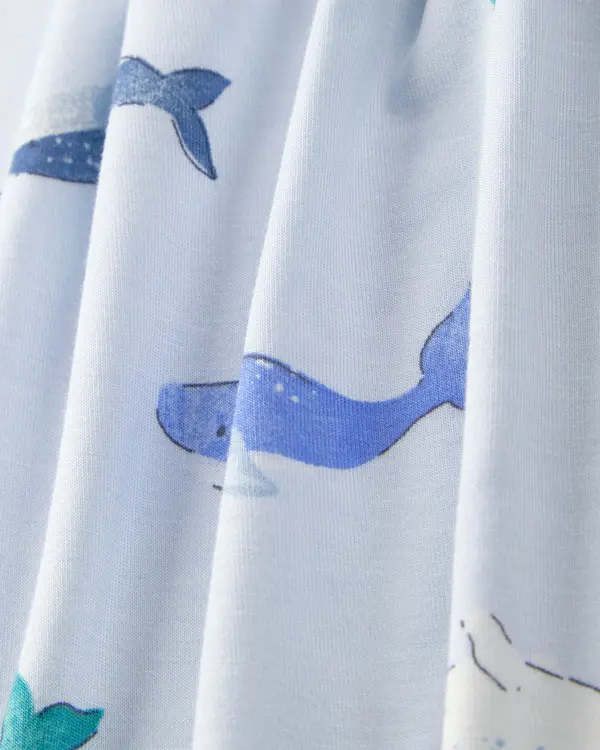 Kids Baby Whale Purely Soft Snug Fit 1-Piece Pajama - Blue 2 Image