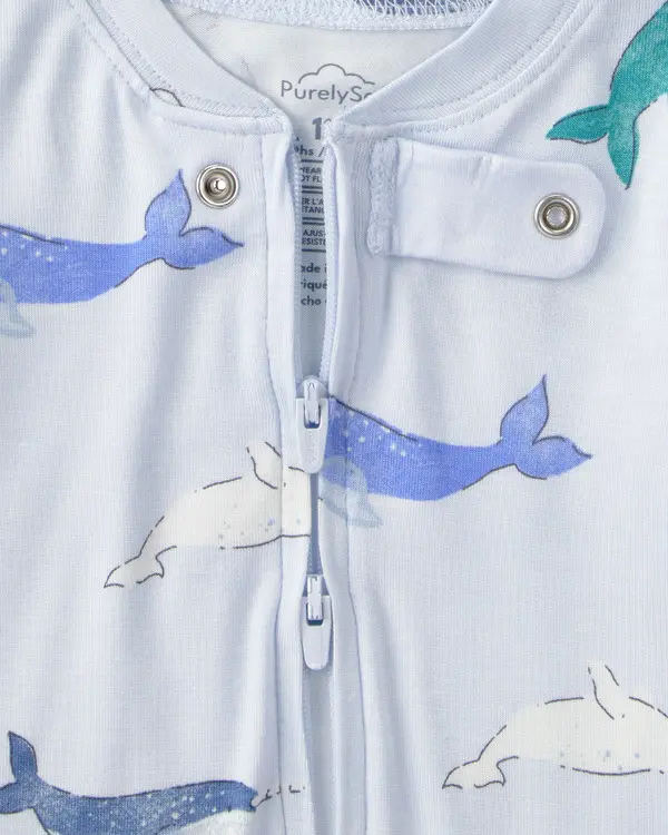 Kids Baby Whale Purely Soft Snug Fit 1-Piece Pajama - Blue 3 Image