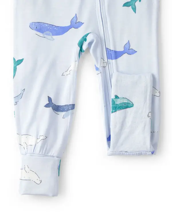 Kids Baby Whale Purely Soft Snug Fit 1-Piece Pajama - Blue 5 Image