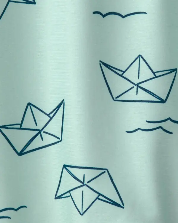 Kids Baby Boy Boat Long-Sleeve Rashguard - Turquoise 1 Image