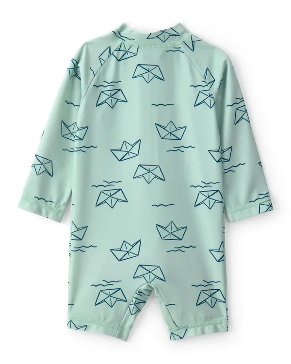 Kids Baby Boy Boat Long-Sleeve Rashguard - Turquoise 2 Image