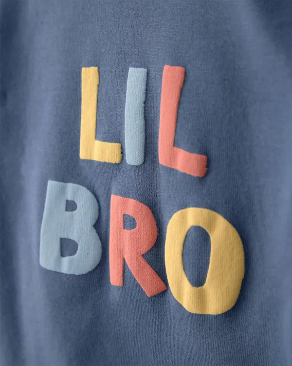 Kids Baby Boy 2-Piece 'Lil Bro' Bodysuit & Pant Set - Blue 3 Image