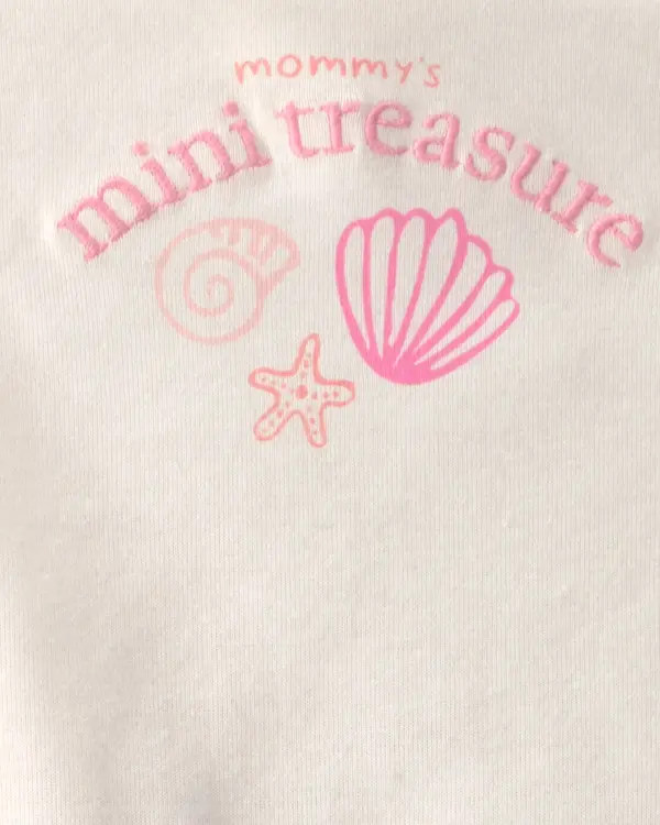 Kids Baby Girl 2-Piece 'Mommy's Mini Treasure' Shell Bodysuit & Pant Set - Pink&Ivory 2 Image