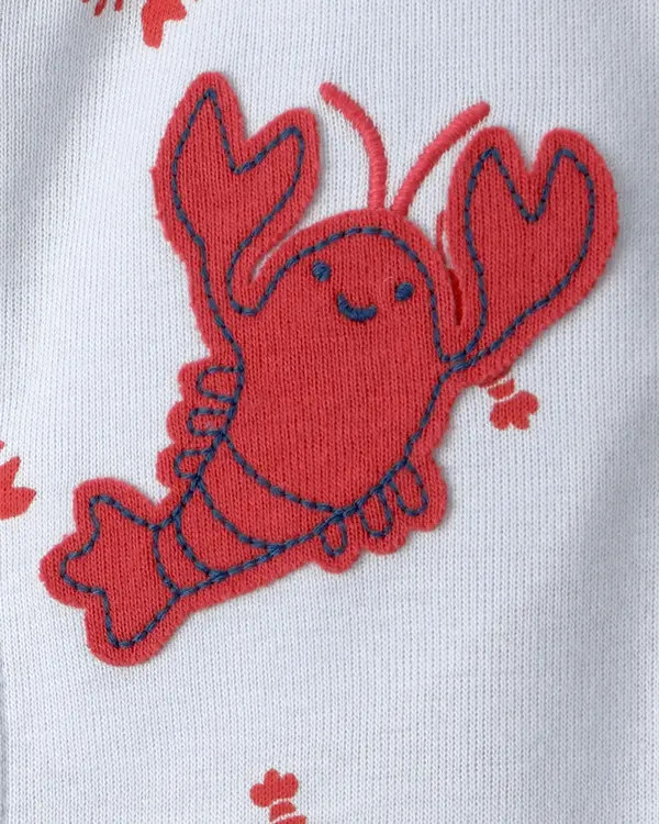 Kids Baby Boy Lobster Short-Sleeve Romper - Grey 1 Image