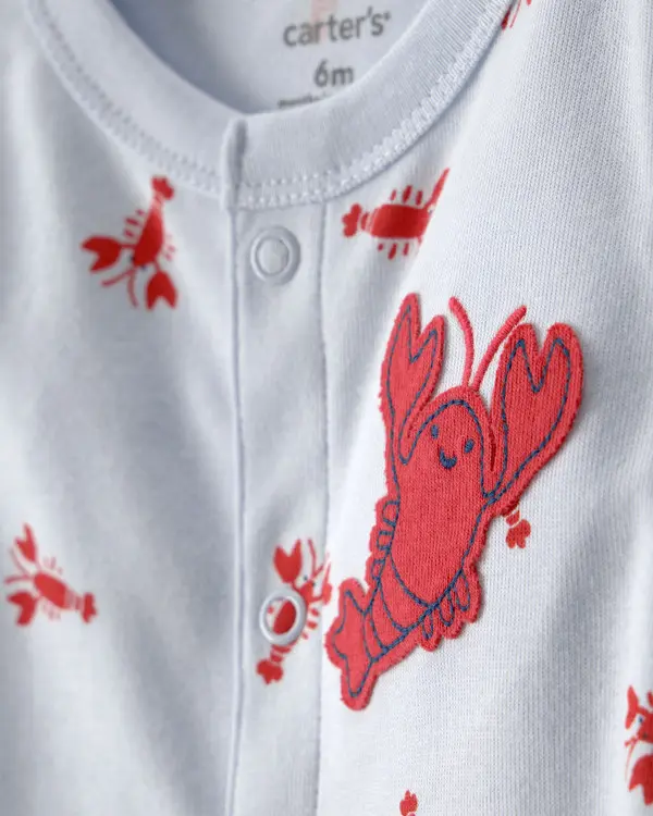 Kids Baby Boy Lobster Short-Sleeve Romper - Grey 2 Image