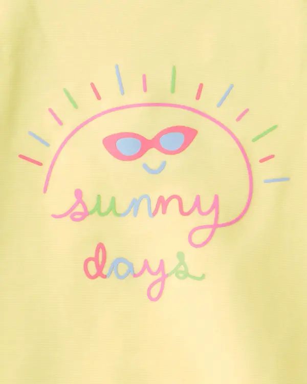 Kids Toddler Girl 1-Piece 'Sunny Days' Swimsuit - Yellow 2 Image