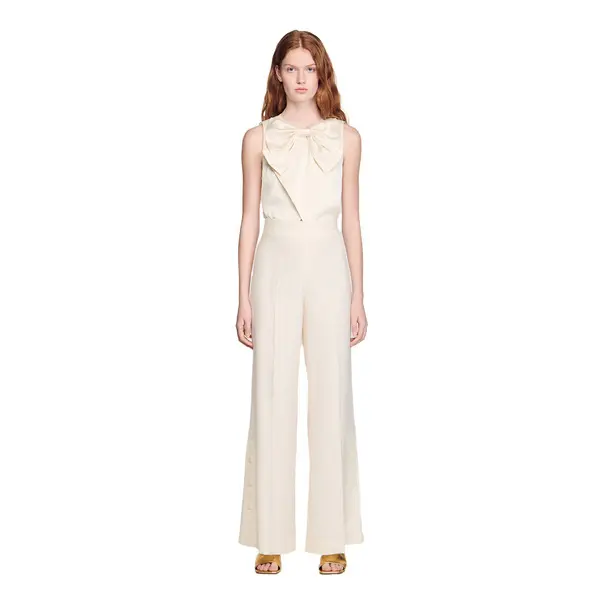 Buttoned-Slit Straight-Leg High Waisted Trousers 1 Image