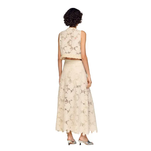 Flared Long Floral Guipure Skirt 1 Image