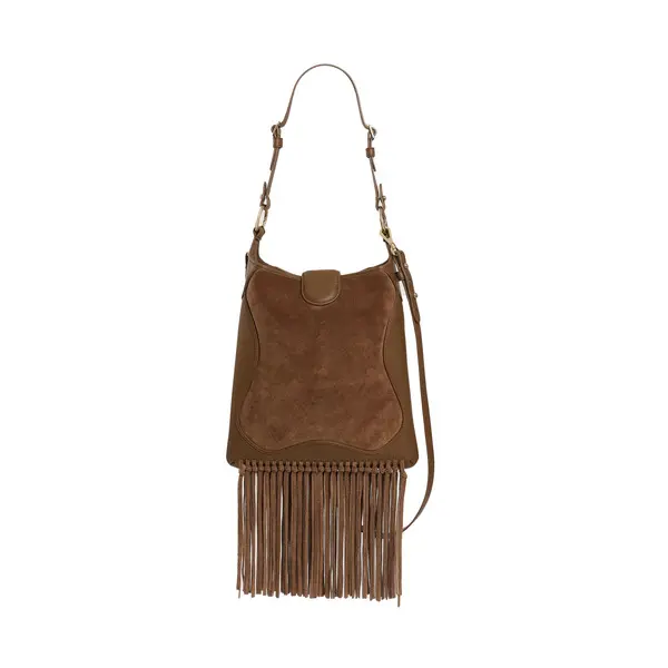 Fringed Leather & Suede Shoulder Bag 2 Image