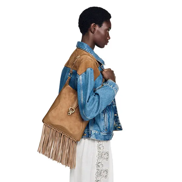 Fringed Leather & Suede Shoulder Bag 3 Image