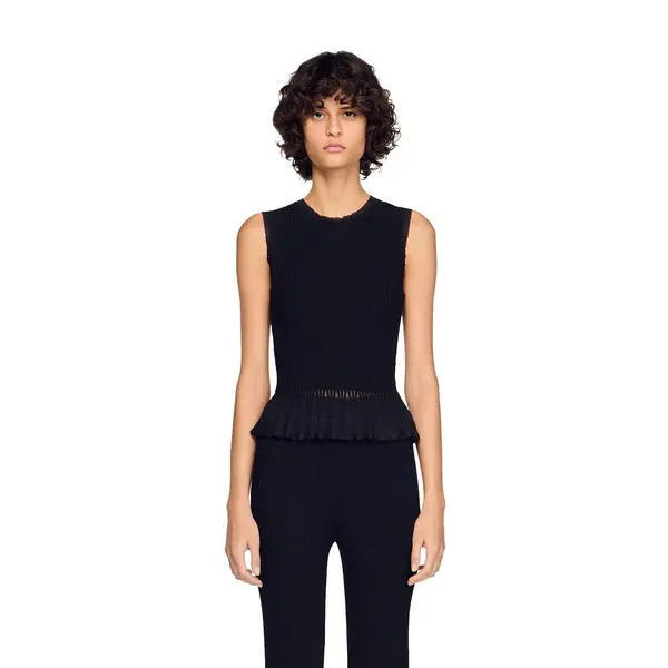 Ruffled Sleeveless Ottoman Knit Jumper 2 Image