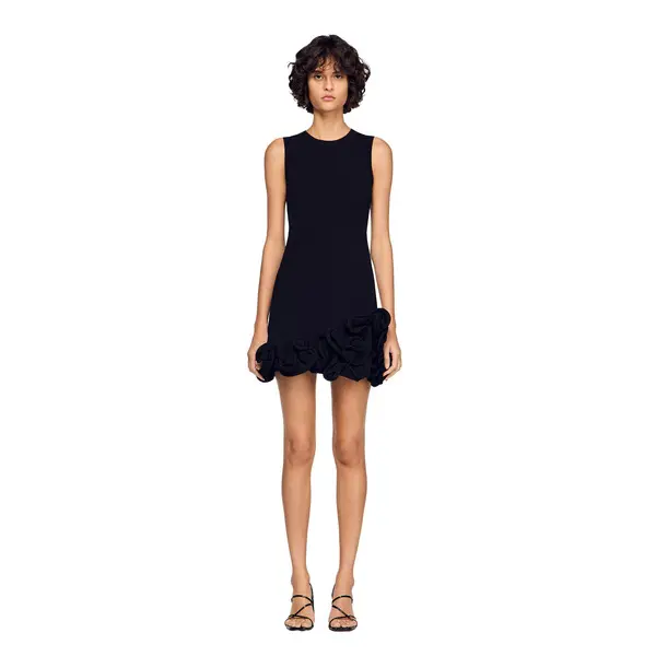 Sleeveless Floral Knit Short Dress 1 Image