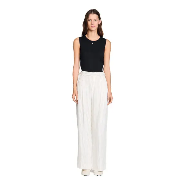 Striped Tailored Wide Leg Suit Trousers 1 Image
