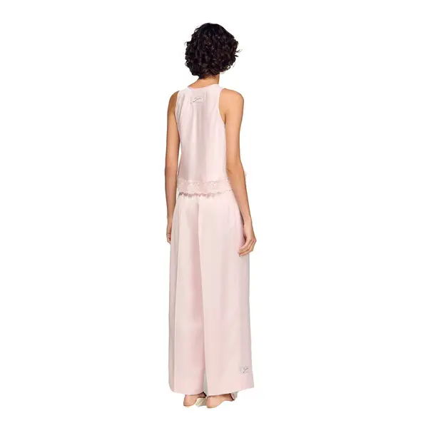 Satin-Effect Wide-Leg Trousers 2 Image