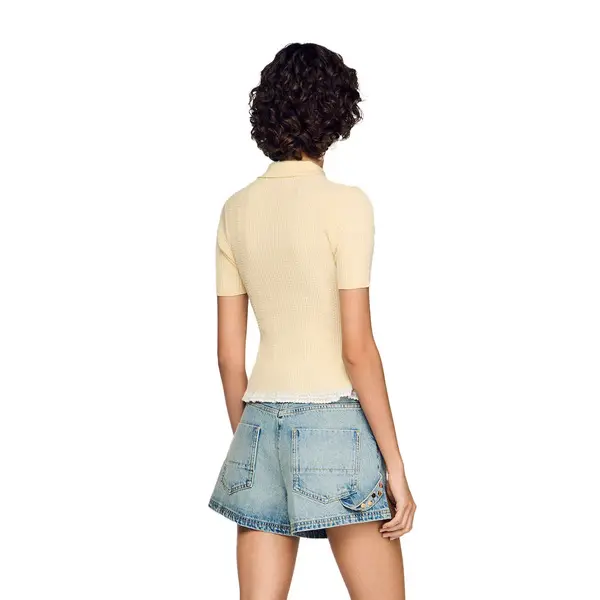 Decorative Short Sleeve Knit Polo Shirt 2 Image
