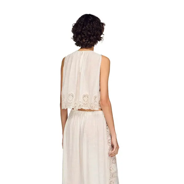 Sleeveless Crepon Crop Top 2 Image