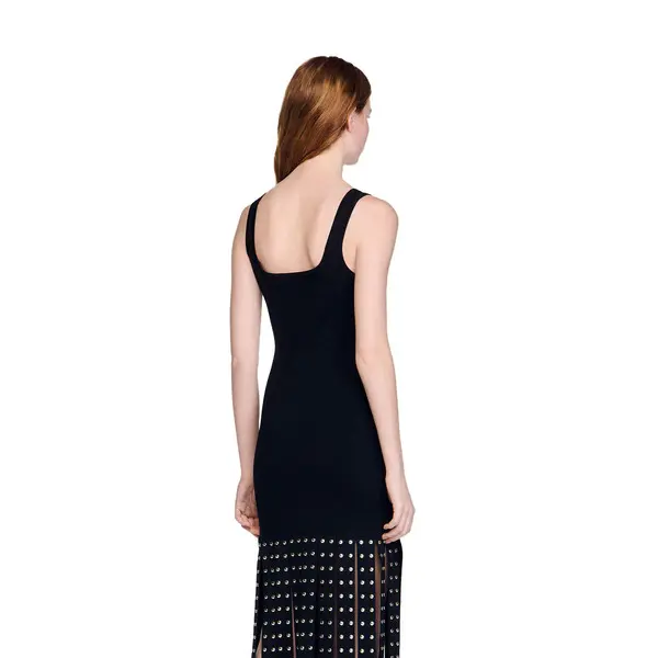 Fitted Fringed Knit Maxi Dress 1 Image