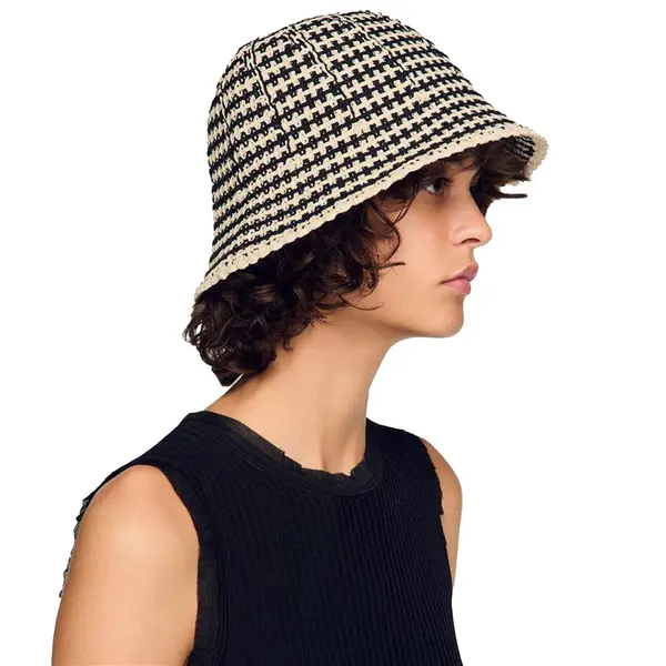 Crochet-Knit Bucket Hat with Logo Patch 2 Image