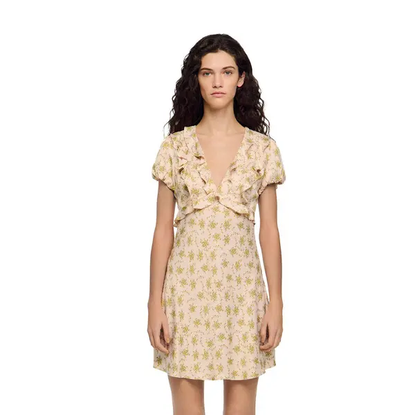Floaty Floral Print Short Dress 1 Image