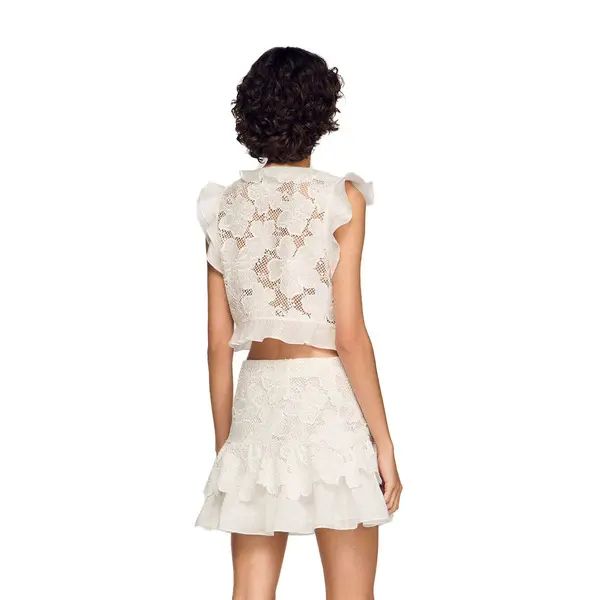 Short Flared Floral Guipure Skirt 3 Image