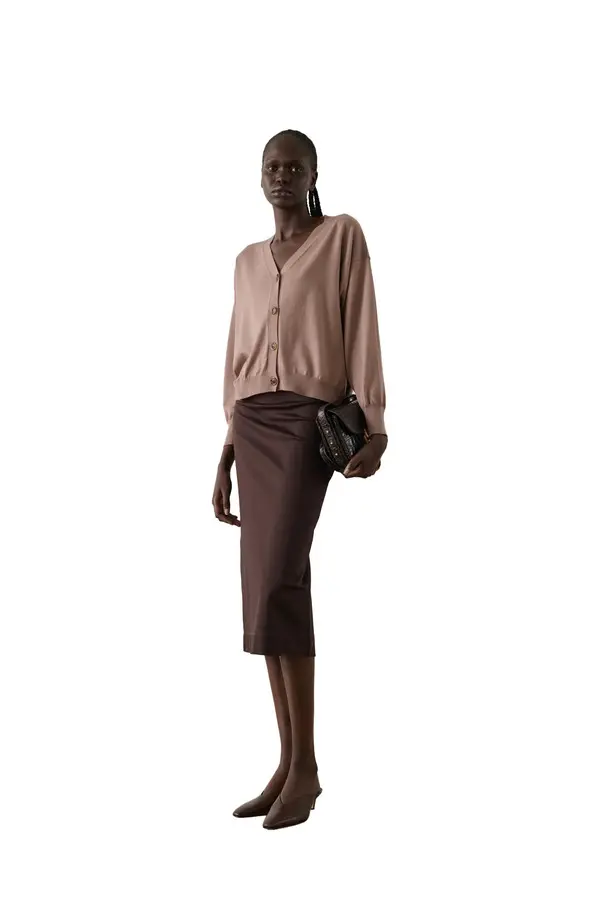 Straight Cut Long Cotton Skirt With Back Slit  1 Image