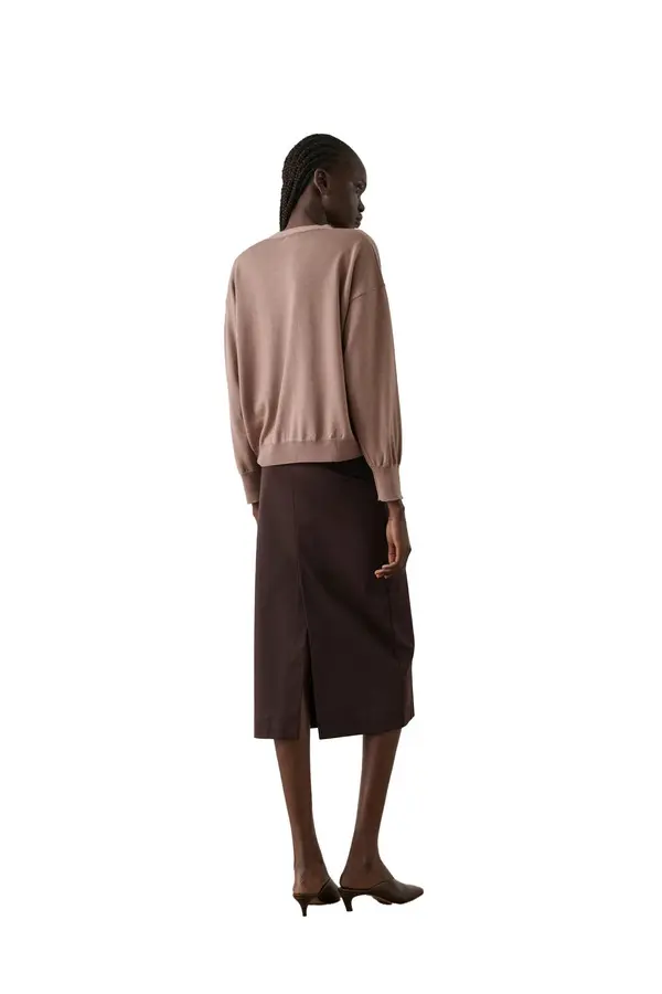 Straight Cut Long Cotton Skirt With Back Slit  2 Image