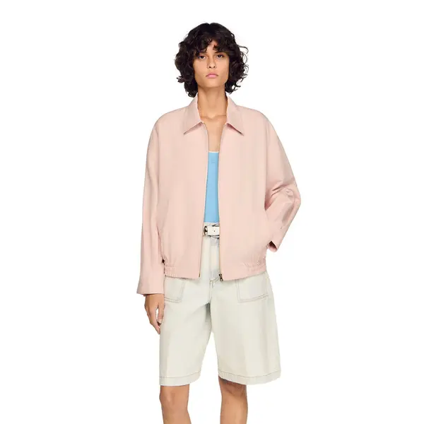 Wide-Fit Linen & Cotton Plain Shirt-Collar Jacket 2 Image