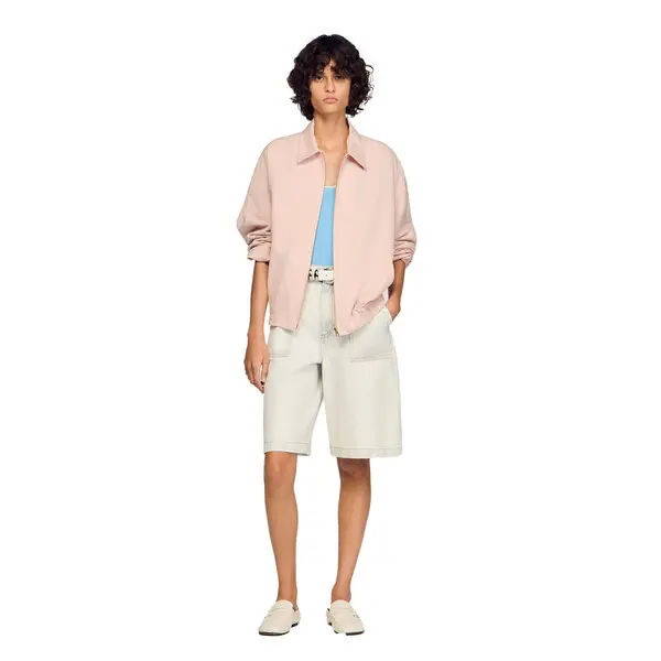 Wide-Fit Linen & Cotton Plain Shirt-Collar Jacket 4 Image