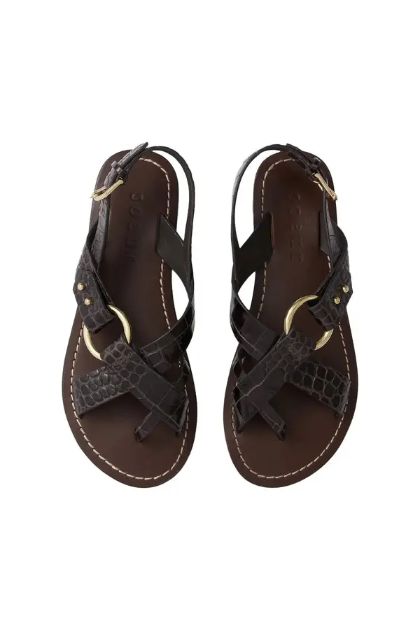 Florence Croc-Effect Leather Sandals 1 Image