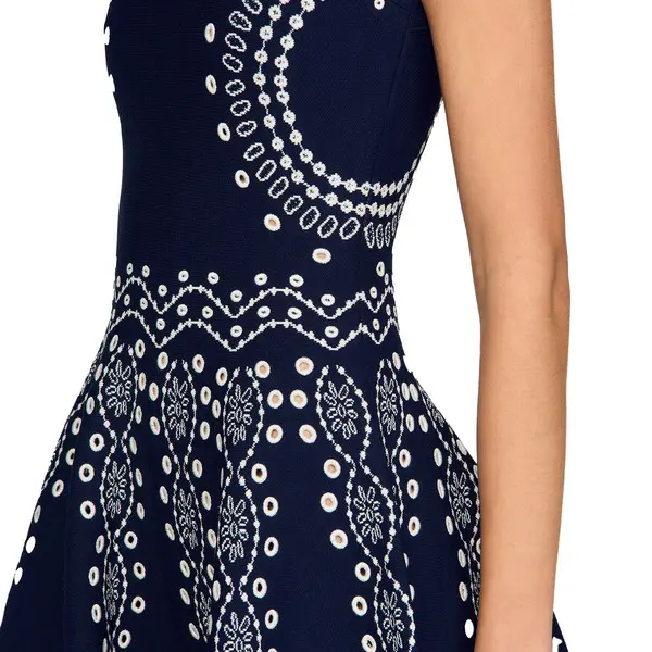 Scarf-Print Sleeveless Knit Short Dress 2 Image