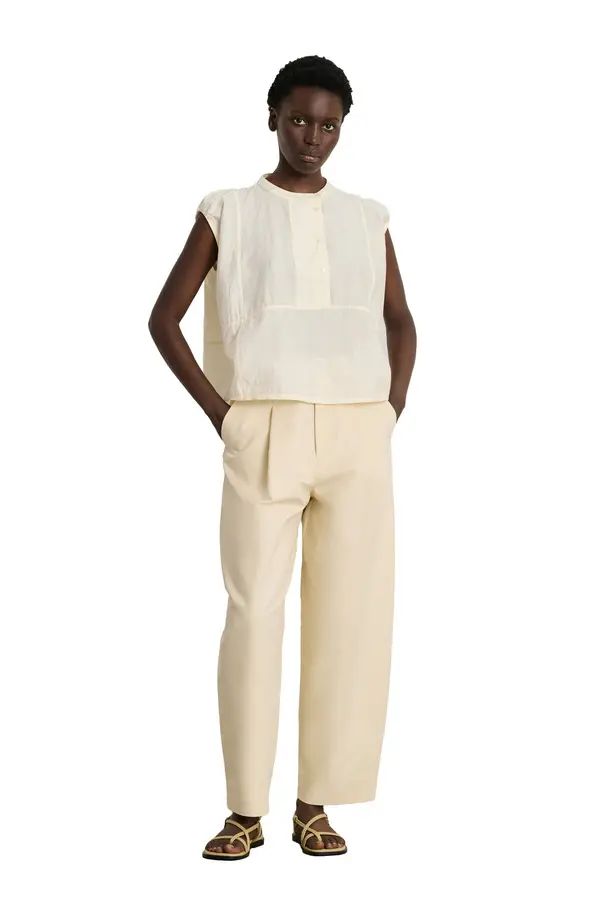 Cole Wide-Leg Trousers In Organic Cotton Poplin And Fluid Lyocell  1 Image