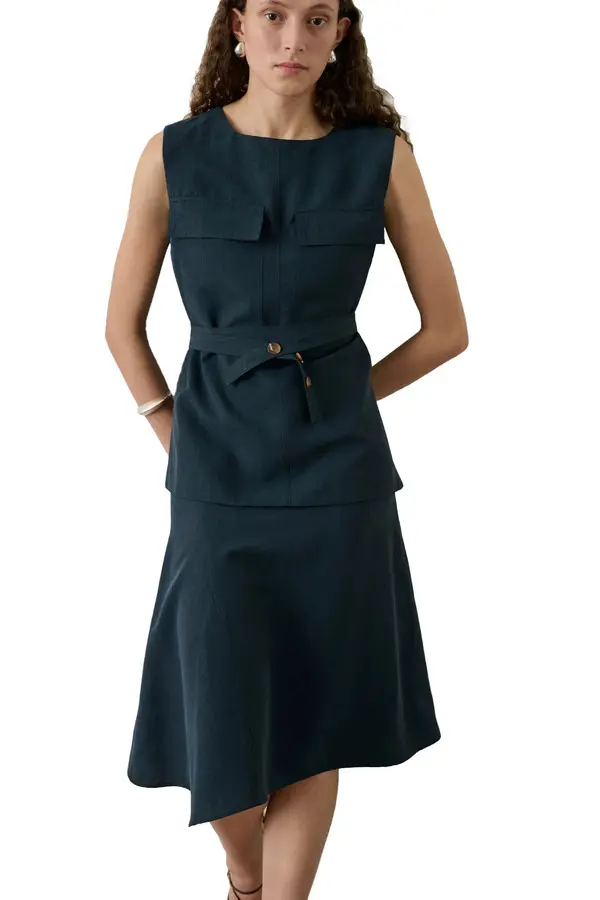 Lyocell & Linen Fitted Flared Skirt 1 Image