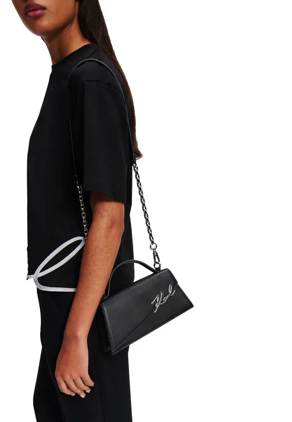 K/Signature Slim Leather Shoulder Bag with Chain 2 Image