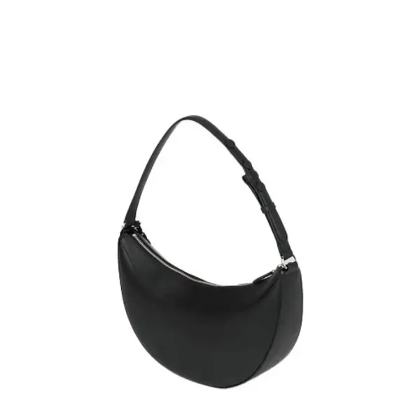 Smooth Leather Half-Moon Shoulder Bag 3 Image