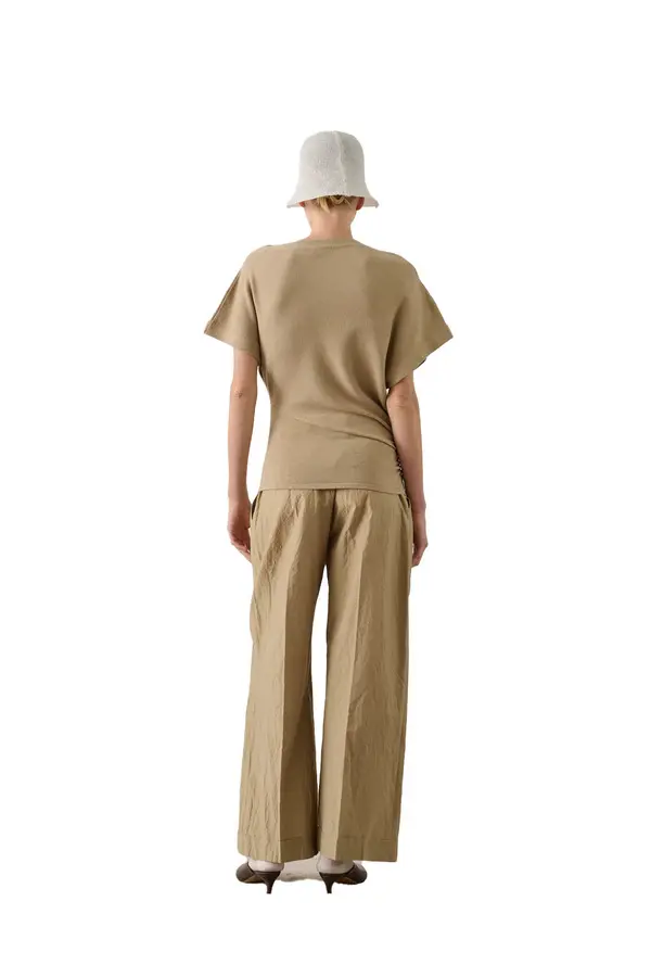 High Waisted Watson Cotton PoplinTrousers With Pleats  2 Image