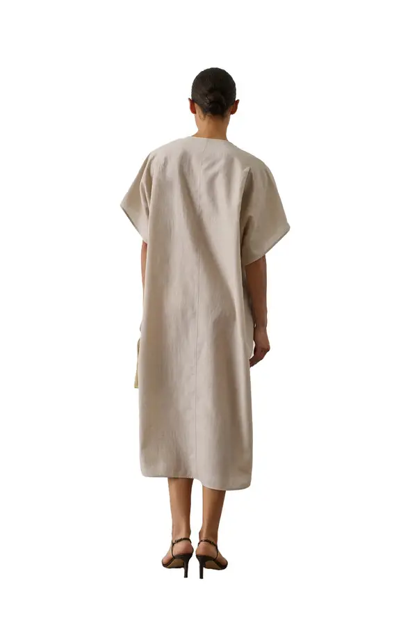 Ilsa Linen And Organic Cotton Dress with Cutout Details 2 Image