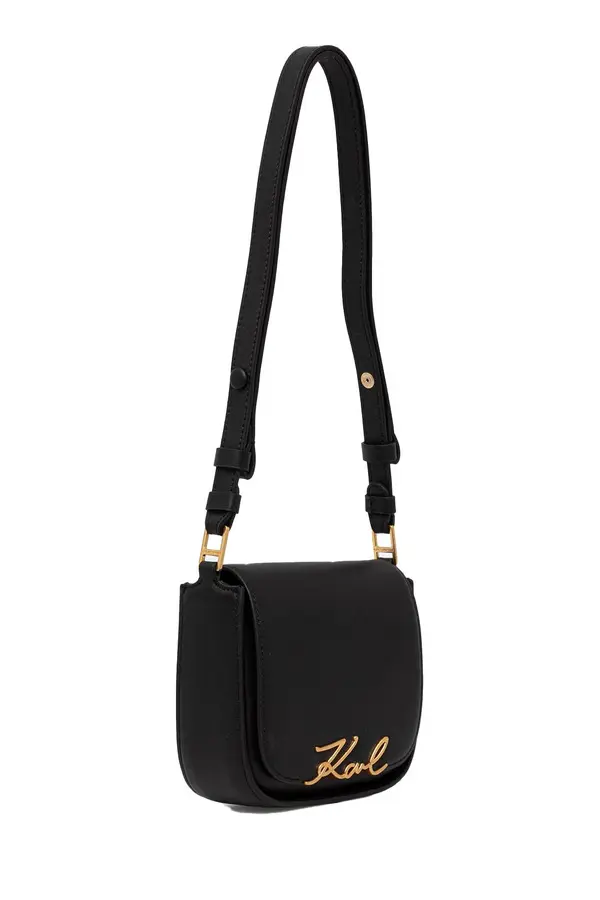k/Signature Metal Logo Saddle Crossbody Bag 1 Image