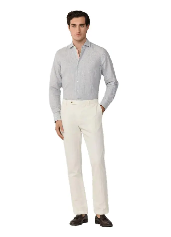 Tailored Fit Cotton-Linen Selvedge Shirt 1 Image