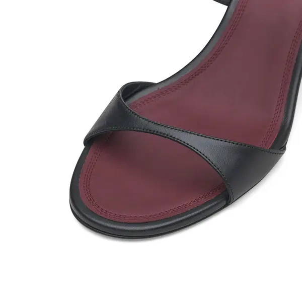 Leather Kitten Heel Sandalswith Criss Cross Ankle Straps 1 Image