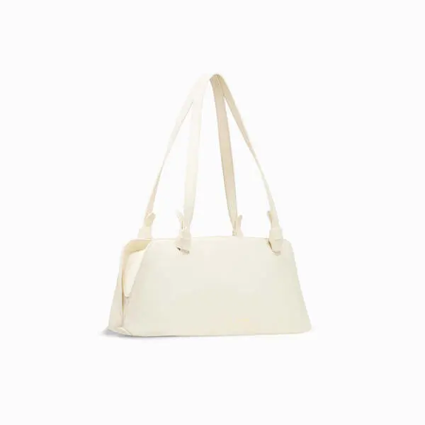 Aries East West Cream Leather Shoulder Bagwith Knotted Handle Detail 1 Image