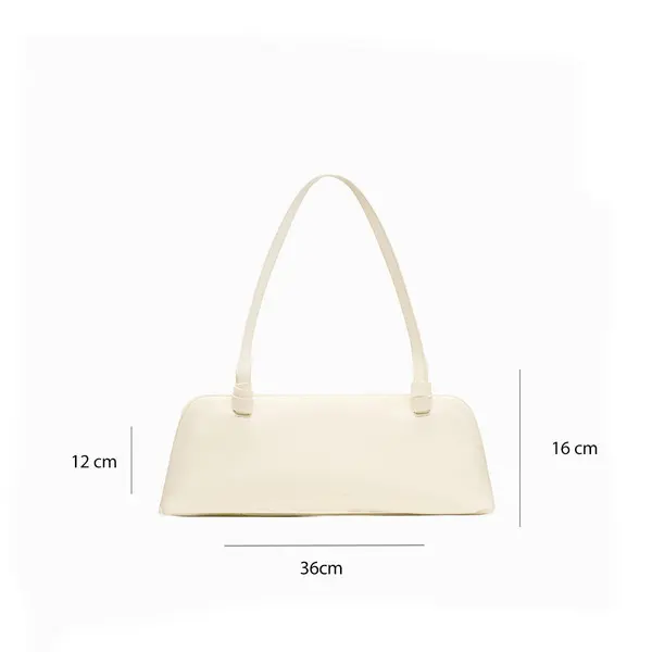Aries East West Cream Leather Shoulder Bagwith Knotted Handle Detail 3 Image