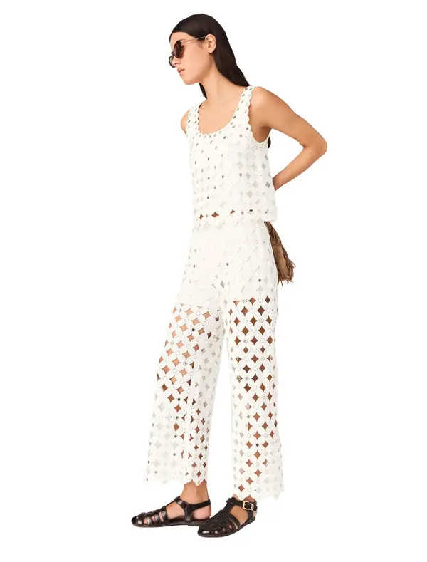 Straight Leg Crochet Trousers With Mirrors 1 Image