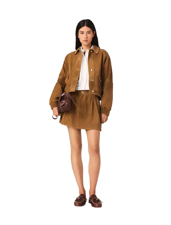 Cropped Goatskin Suede Jacket  1 Image
