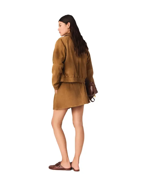 Cropped Goatskin Suede Jacket  2 Image