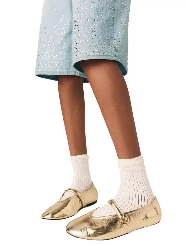 Metallic Leather Ballerina with Engraved Logo 2 Image