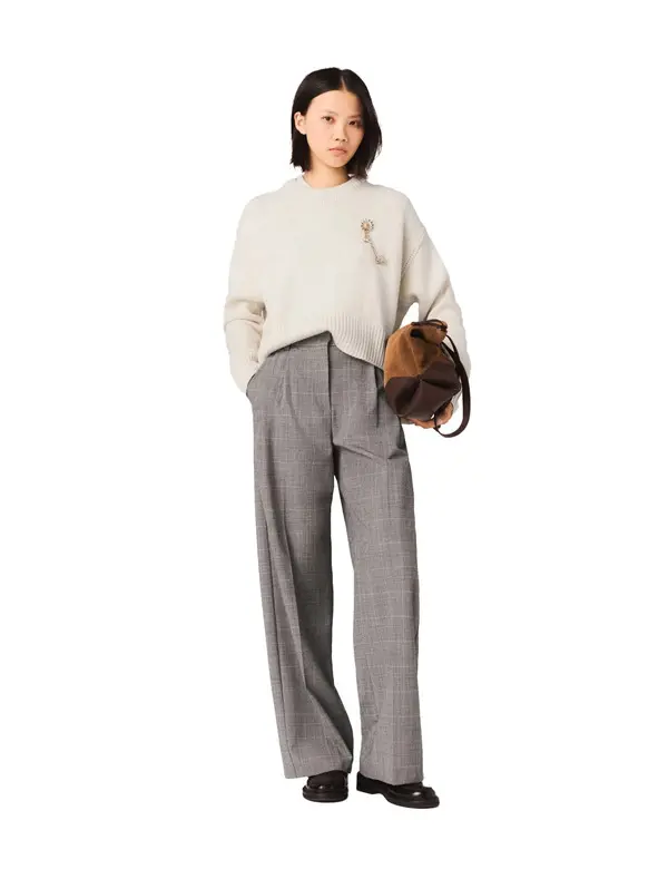 High Waist Checked Suit Trousers 1 Image