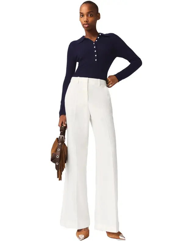 High-waisted Wide-leg Palazzo Cut Suit Trousers 1 Image