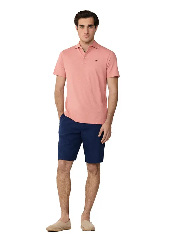 Classic Fit Short Sleeve Linen Trim Polo 2 Image