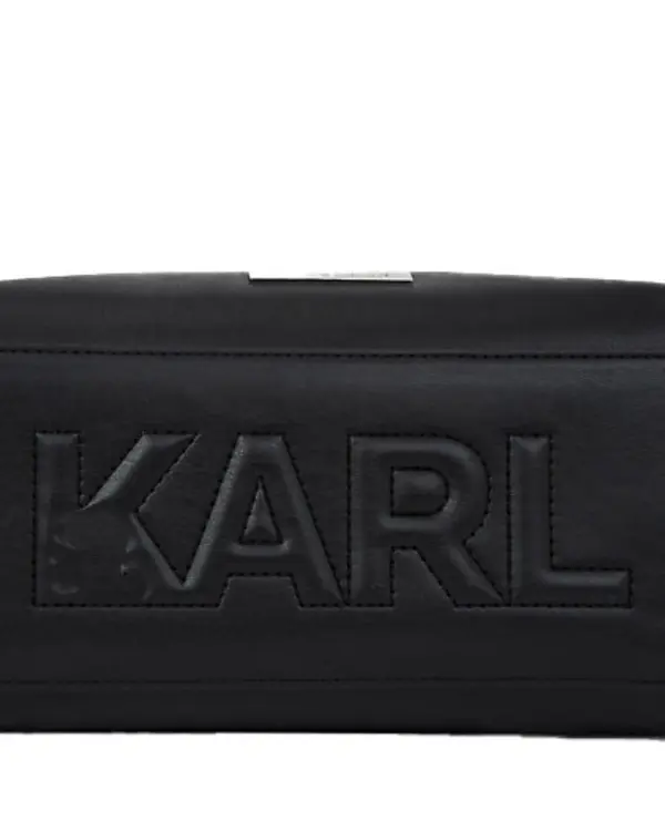 Smooth Leather Small Tote Bag with Karl Icon 3 Image