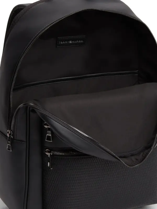 Sleek Leather Backpack with Woven Detail 2 Image